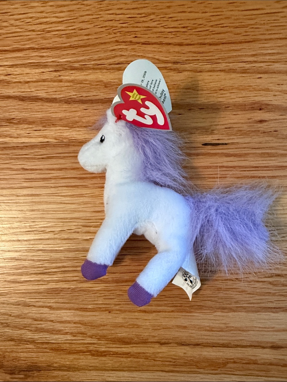Ty White and Lavender Unicorn Beanie Baby Plush